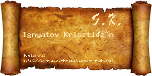 Ignyatov Krisztián névjegykártya
